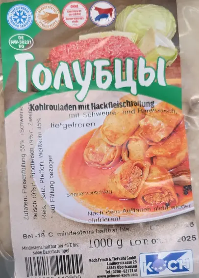Golubtsy Kohlrouladen mit Schweine- und Rindfleisch 1000 g