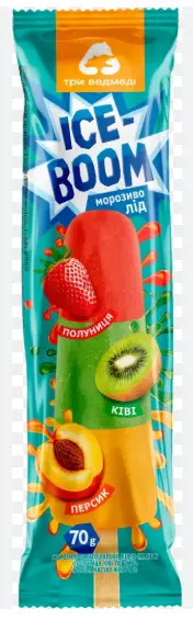 Three Bears Ice Boom Meyveli Buz Dondurma Çilek Kivi Şeftali 70 g