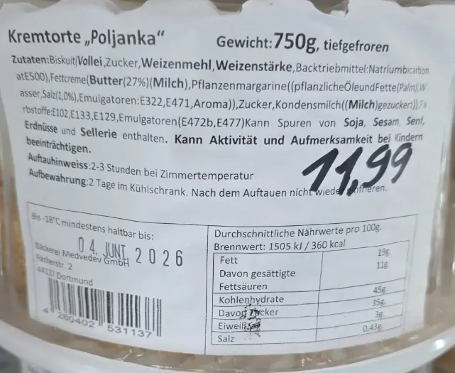 Sahnetorte Poljanka 750 g