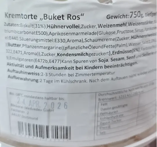 Sahnetorte Buket Ros 750 g