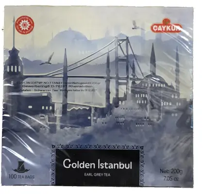 Çaykur Golden Istanbul Earl Grey Tea 100 Tea Bags 200 g