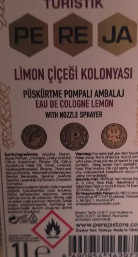 Pereja Limon Çiçeği Kolonyası Sprey 1 l