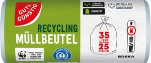 Gut & Günstig Geri Dönüşümlü Çöp Poşeti 35 l 25 adet