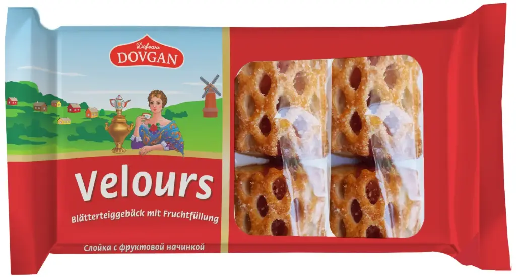 Dovgan Velours Blätterteiggebäck mit Fruchtfüllung 192 g