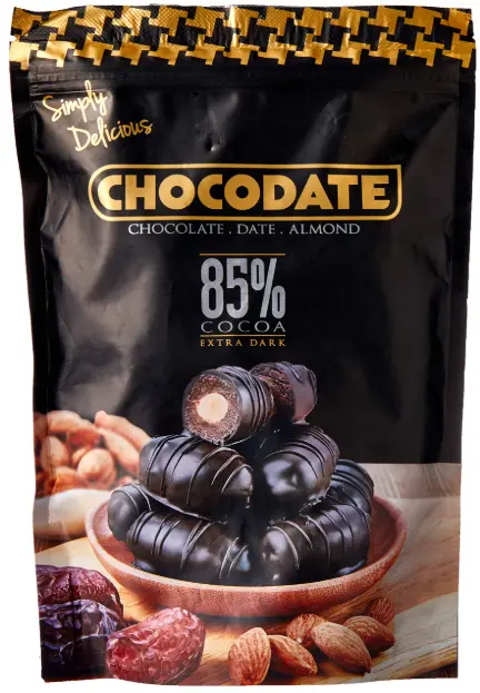 Chocodate Çikolatalı Hurma Bademli %85 Kakao Extra Bitter 90 g
