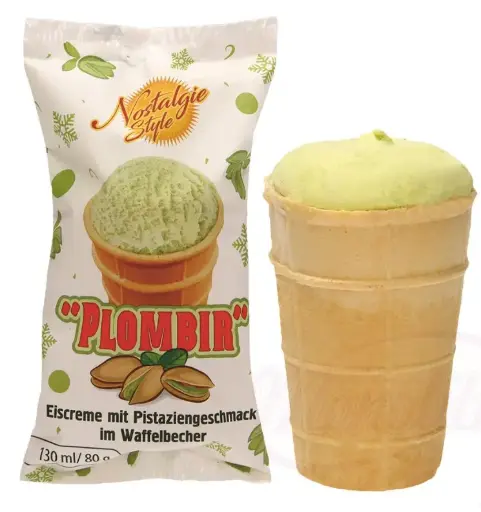 [GSAL102015208] Plombir Pistachio Ice Cream in Wafer Cup 130 ml