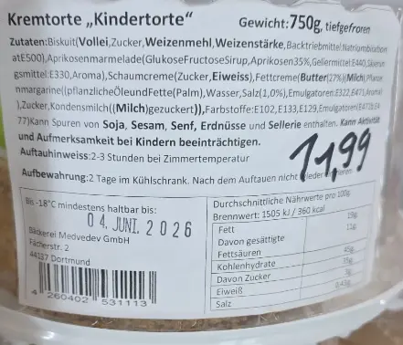 [GSAL102010040] Kremalı Pasta Kindertorte 750 g